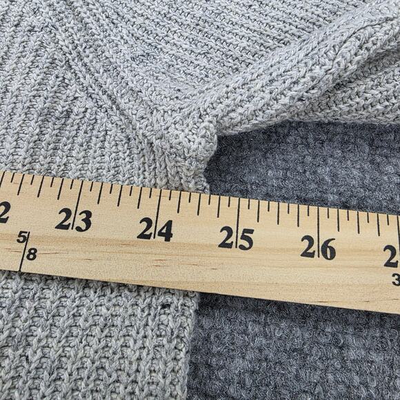 American Eagle Sweater Womens Medium Gray Speckled Knit Hoodie Ribbed Pullover - Picture 5 of 16
